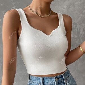 SHEIN Essnce Notched Detail Crop Tank Knit Top